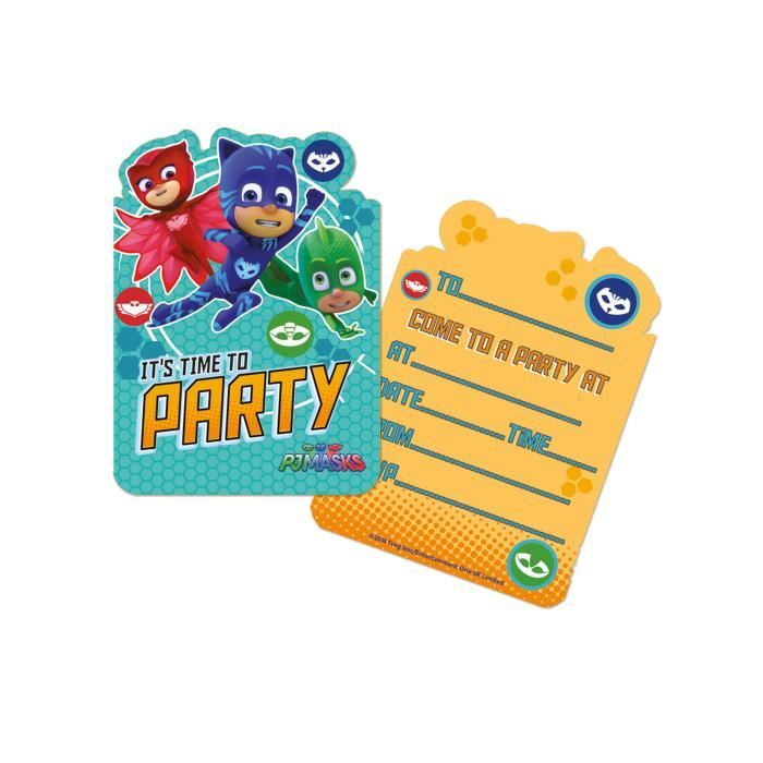 6 Cartes D Invitation Pyjamasques 12 X 16 Cm Cdiscount Jeux Jouets