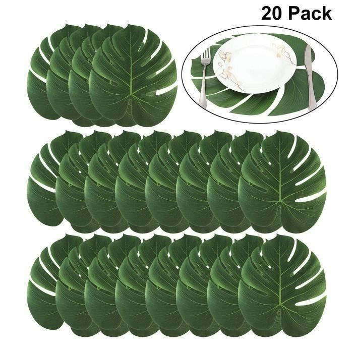 24 Pièces Décorations Artificielles De Feuilles De Palmier Tropical * Feuilles De Monstera, Décoration Verte Pour Fête Hawaïenne, Décoration