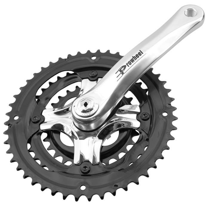 Pédalier Vélo Plateau Prowheel 3X7/3X8 - Noir/Gris - 170 mm - Adulte Homme