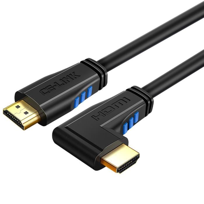 AuTech® 2M Rallonge Câble HDMI Extension Coudé 90 Degrés Mâle vers Femelle  HDMI Câble High Speed 4K 60Hz Ethernet - 2M