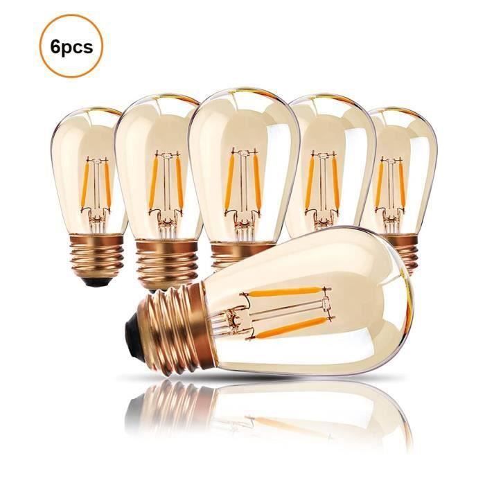AMPOULE LED,6PCS-1s-Oui-E26 110V--Ampoule Led Vintage à Filament E27 1W S14  en verre ambré ST45, variable, jaune chaud 2200K, - Cdiscount Maison