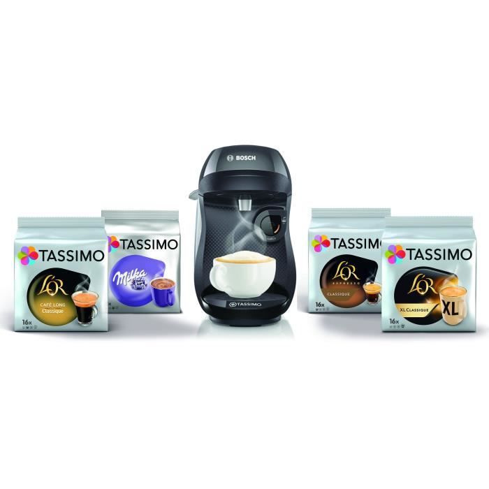 Machine a cafe expresso BOSCH TAS1002C5 Bundle TASSIMO HAPPY TAS1002 4 pack de TDISCS Noir Cdiscount Electromenager
