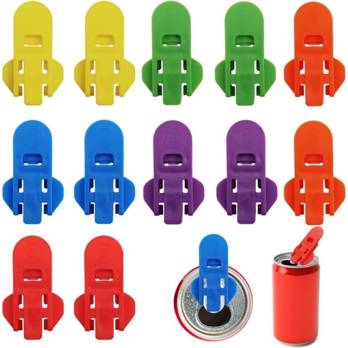 Yasoe Lot De 12 Ouvre-Boîtes & Bouchons Canettes Colorés - Protection Hygiénique Pour Soda Et Bière, Multicolore