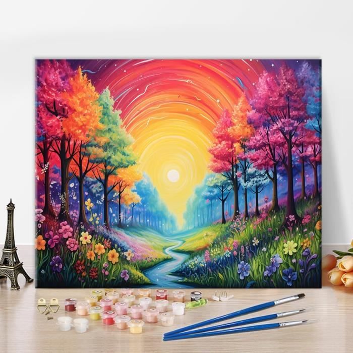 MAXBYE 6 Pack Peinture Numéros pour Adultes, DIY Paysage Peinture par Numéros avec Pinceaux pour Débutants, Facile Paint by Numbers Décoration de la