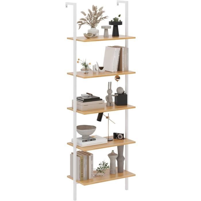 HOMCOM Étagère à Livres Métal Noir 5 Compartiments - 120 X 35 X 87,5 Cm