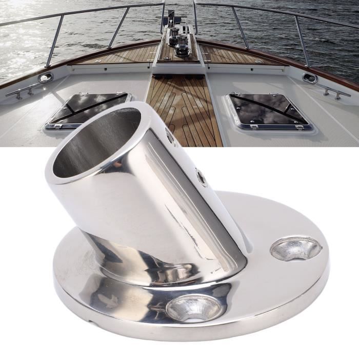 Base Ronde Inox 316 Pour Main Courante Marine 22 Mm – Support 90° Sécurisé, Résistant Rouille Pour Bateau Yacht Voilier