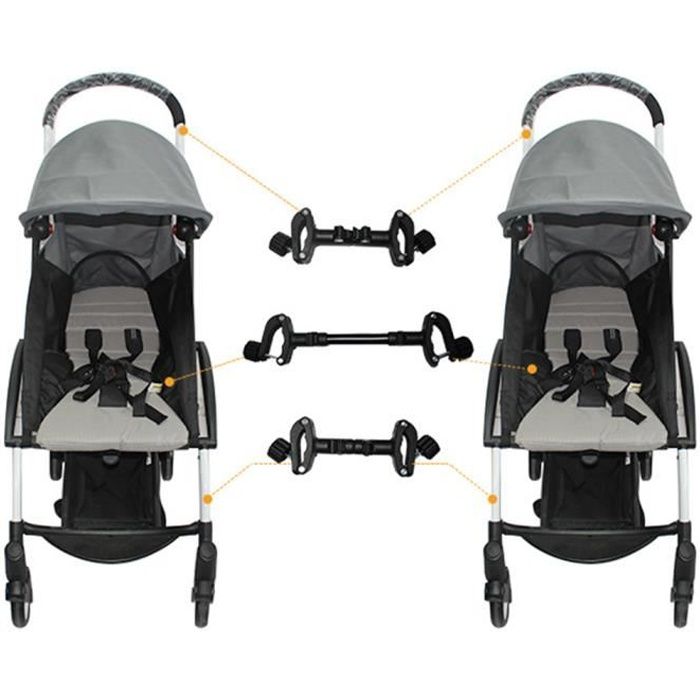 2 Crochets Pivotants 360° Pour Poussette - Support Jusqu'à 20kg, Antidérapant - Noir