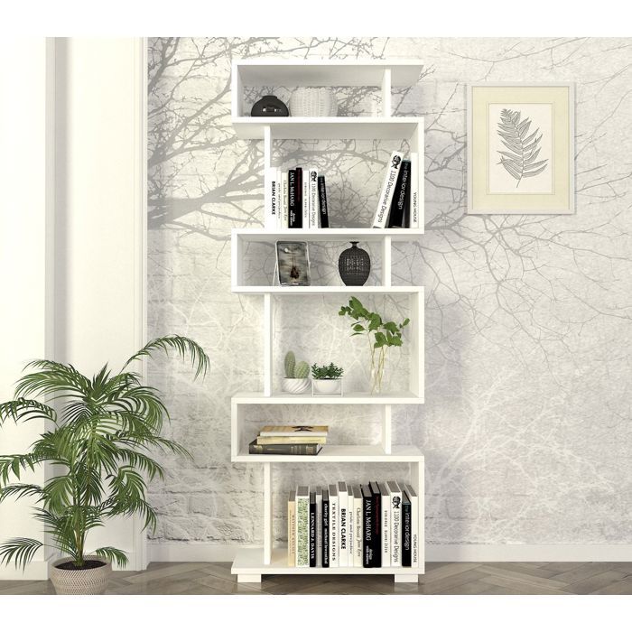 Étagère Canaz 60x19 5x165cm en aggloméré mélaminé dans un décor blanc. Étagère Canaz 60x19 5x165cm en aggloméré mélaminé dans un décor blanc.