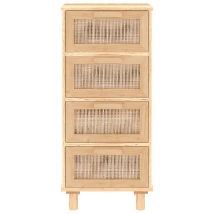 Buffet - ESTINK - 111680 - Bois de pin massif - Rotin naturel - 40x30x90 cm