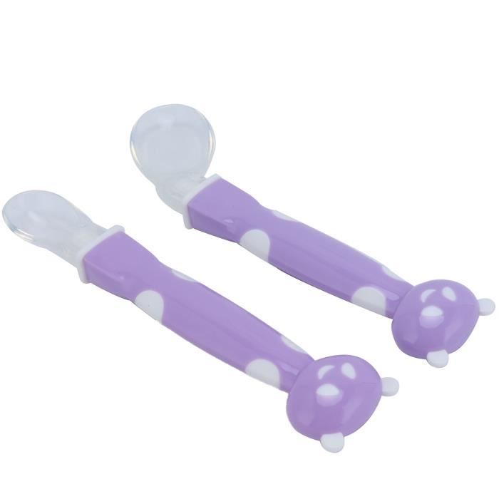 4 Cuillères En Silicone Pour Bébé - Souples Et Courbées Pour Début De Diversification Alimentaire