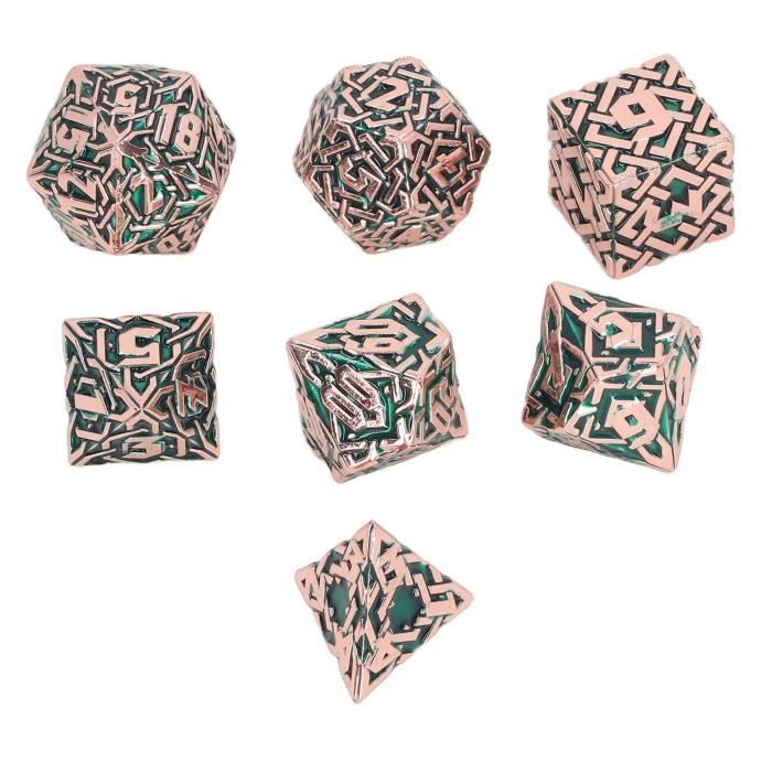 Pen & Paper Jeu De 7 Dés Polyédriques - Design 2 - Idéal Pour JDR - Donjons & Dragons - Lot Avec Pochette