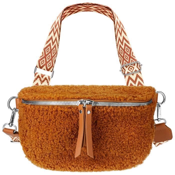 Sac Bandoulière Marron Fourrure Lamarthe - Occasion, Matière Daim Ou Simili