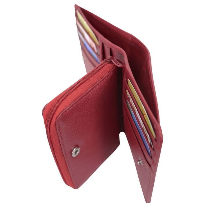 Porte monnaie porte feuille femme en cuir taille moyenne réf 2021 rouge (7 coul.disp.)