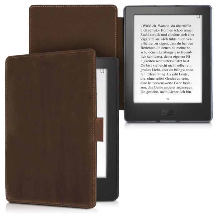 Kalibri Etui Pour Liseuse Kobo Aura H2o Edition 2 Coque Rabattable En Cuir Marron Etui A Rabat Avec Fermeture Magnetique Prix Pas Cher Cdiscount