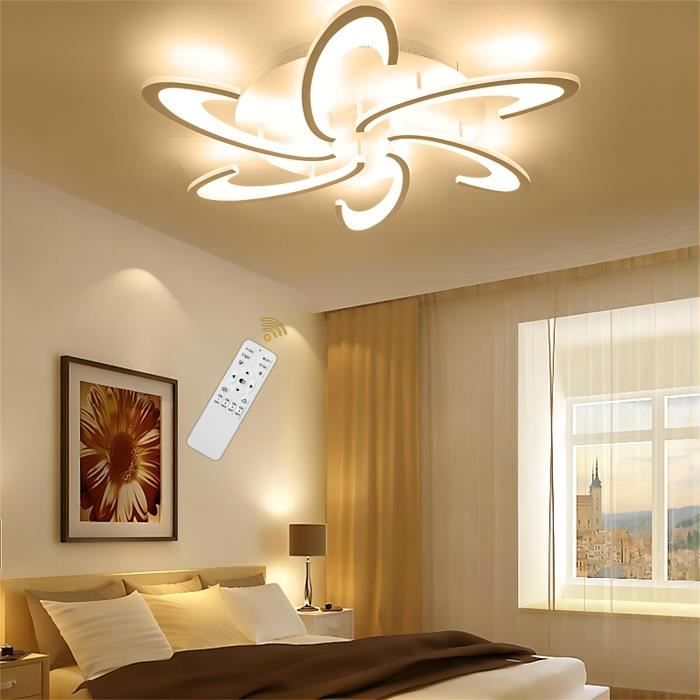 KIWAEZS Plafonnier LED moderne Avec télécommande 60W Blanc Lampe De Plafond Dimmable pour Salon Chambre Cuisine