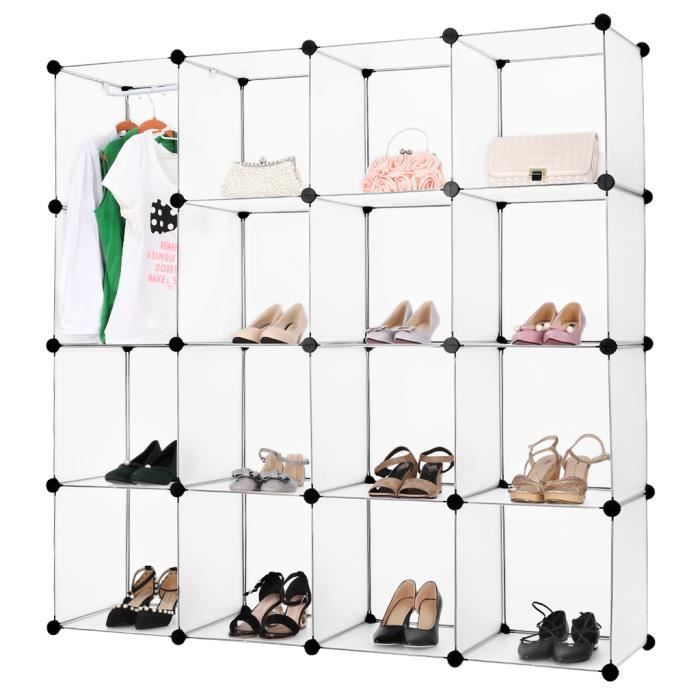 Armoire De Chambre Penderie Modulable 16 Cubes Etagere A