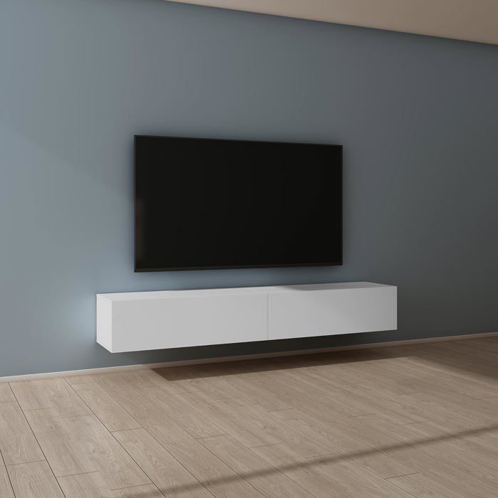 Mai & Mai Meuble TV Suspendue Armoire avec Soft-Close Table TV pour le Salon Blanc Mat 200x40 2x30 cm TC002 Mai & Mai Meuble TV Suspendue Armoire avec Soft-Close Table TV pour le Salon Blanc Mat 200x40 2x30 cm TC002