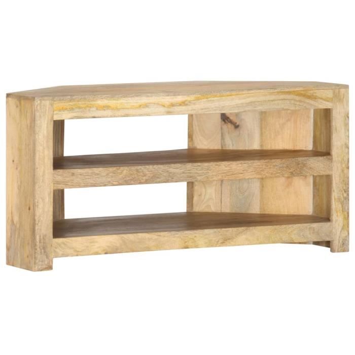 Meuble TV d'angle 90x45x45 cm Bois de manguier solide Mothinessto LY0573