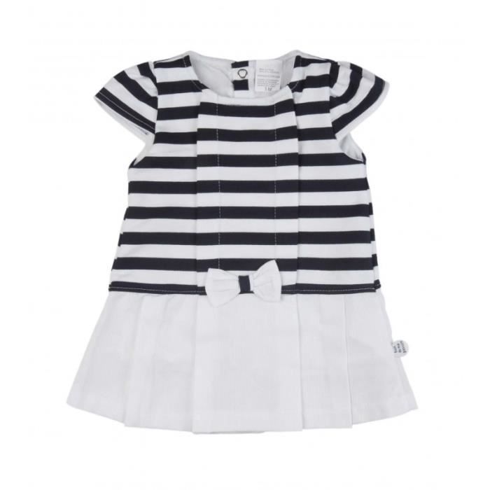 Robe A Rayures Effet Mariniere Bebe Fille Blanc Et Bleu Bleu Cdiscount Pret A Porter