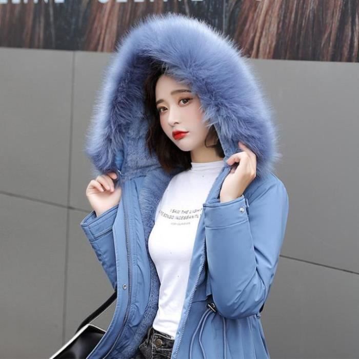 DOUDOUNE Femme Coupe slim Plus velours Garder au chaud Coton