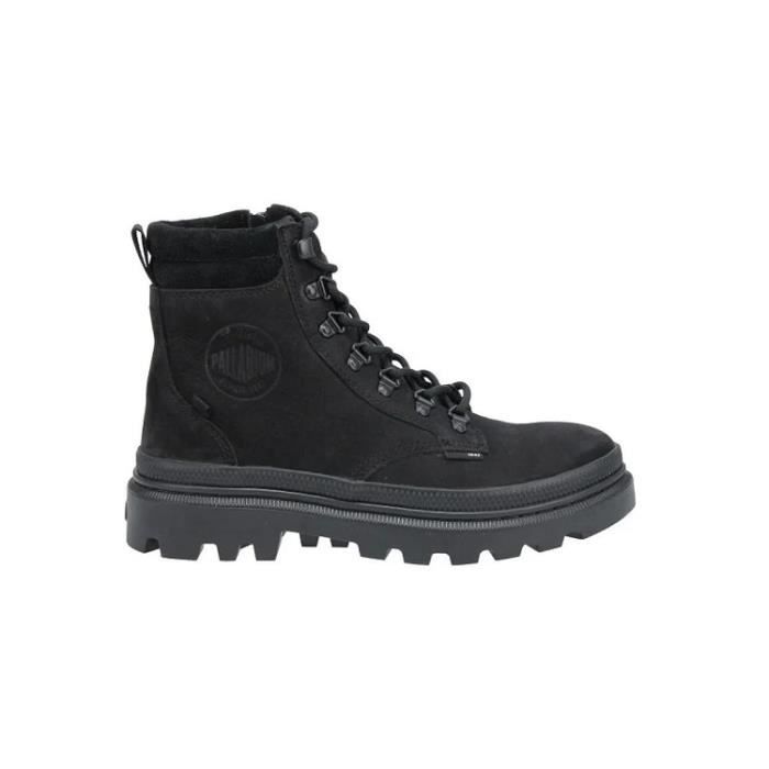 Bottines PALLADIUM PALLABASE N Noir Cuir Talon plat 5cm Lacets