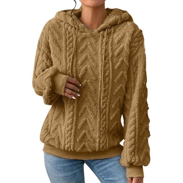 Sweat Polaire Capuche Hiver Chaud Veste Polaire Femme avec Capuche Grande Taille Manteau Pas Cher A La Mode Chic Cordon Marron Marron Cdiscount Pret a Porter