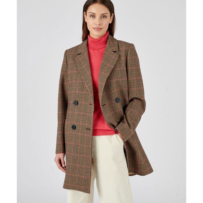 Damart Manteau à base de laine doublé Thermolactyl Carreaux