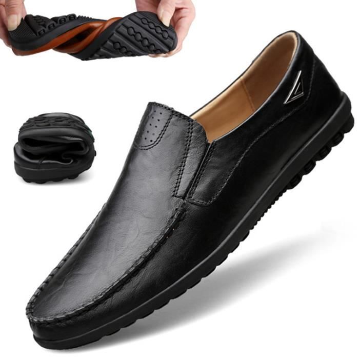 Chaussures Homme en Cuir Moccasin Marque de Luxe Grande Taille Nouvelle Mode 2017 Noir Cdiscount Chaussures