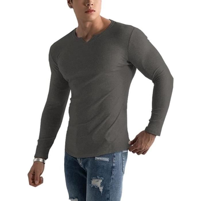 Tee Shirt Manche Longue Court Homme Coupe ajuste ShirtT Shirt Cte