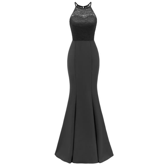 Robe de Cocktail Longue Chic pour Mariage Bretelle Robe dentelle