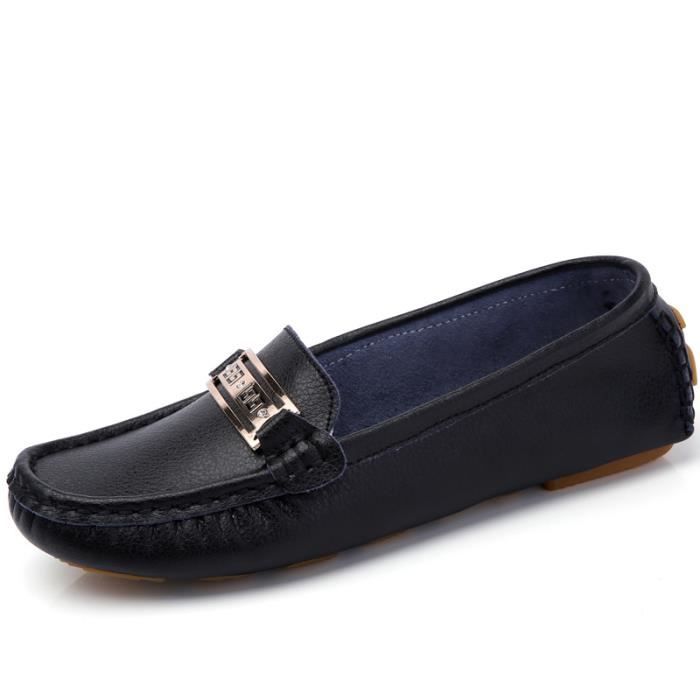 Mocassins Femmes Confort Cuir - Chaussures Plates Sans Lacet Marche Et Conduite - Modèle Large Et Élégant