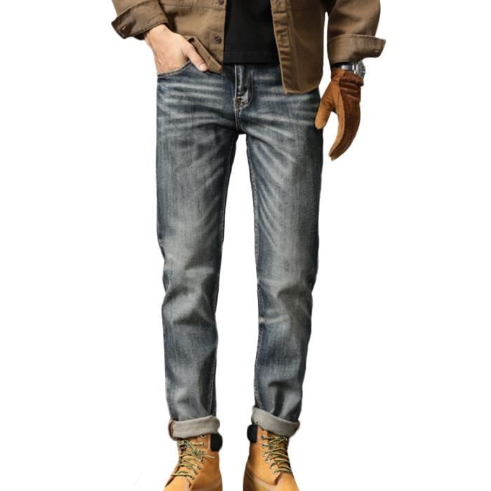Jeans homme bleu délavé avec patch