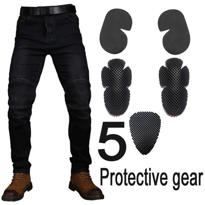 Jeans de course moto pour hommes avec 5 protections antichute pantalons moto  Noir - Cdiscount Prêt-à-Porter