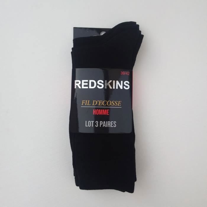 Chaussettes de villes REDSKINS Lot de 3 paires 100 Coton Fil d Ecosse Noires Pointures 39 42 ou 43 46 Noire Cdiscount Pret a Porter