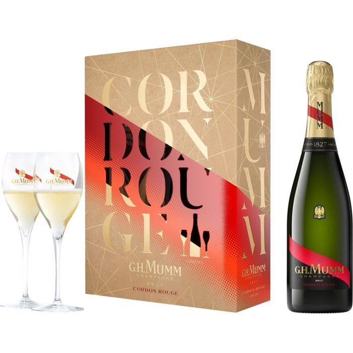 Coffret Champagne Mumm Cordon Rouge + 2 flûtes La cave Cdiscount
