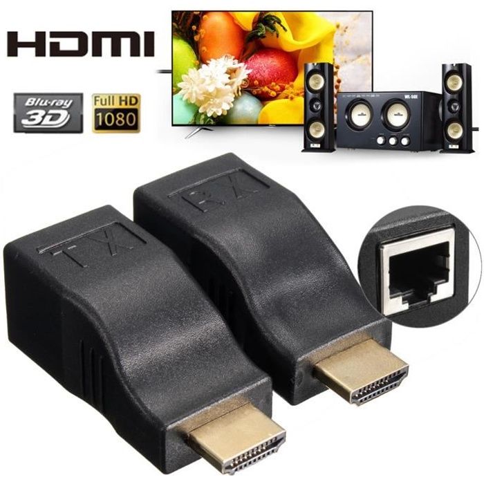 U HDMI Vers RJ45 Lan Réseau Cable Extenseur Over by Cat 5e/6