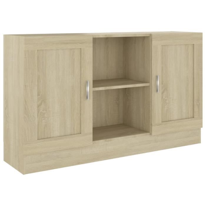 Buffet - OMABETA - Chêne sonoma - 120x305x70 cm - 2 portes - Meuble de salon