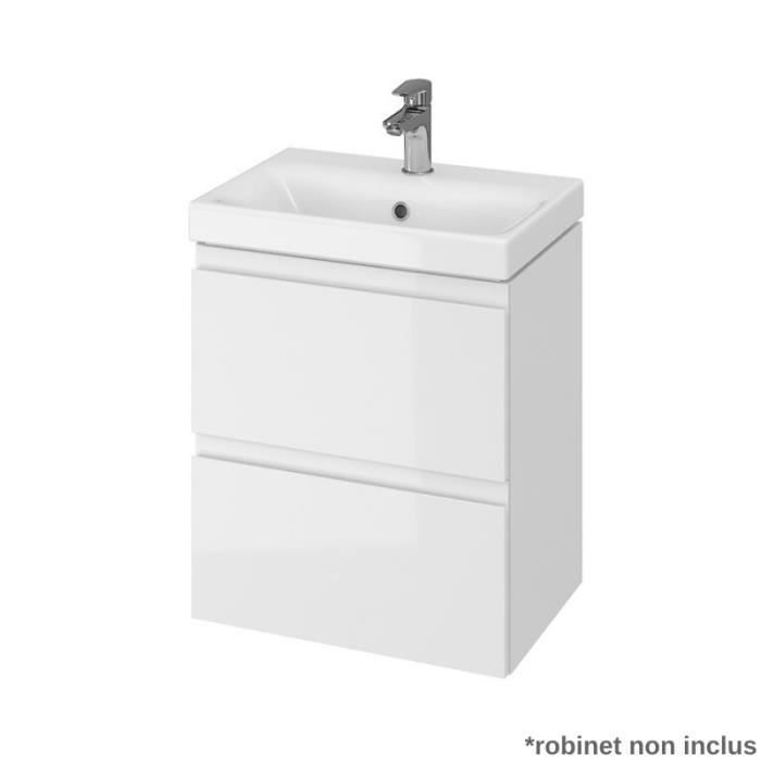 Meuble de salle de bain faible profondeur 50x35 cm blanc - PLANETE BAIN - Tiroirs soft close