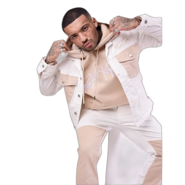 Veste en jean bicolore Project X Paris blanc casse beige S Cdiscount Beaux Arts et Loisirs creatifs