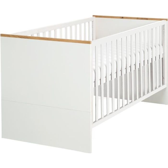Roba Lit Bebe Evolutif Finn Reglable En Hauteur 70x140 Cm Blanc Chene Dore Cdiscount Puericulture Eveil Bebe