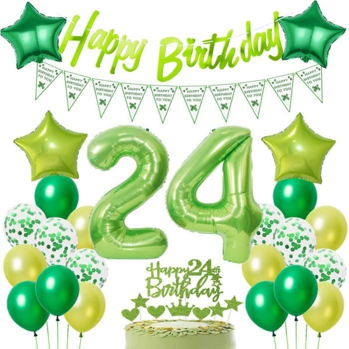 Décoration Anniversaire 24 Ans Vert Argent,Ballon 24 Anniversaire Homme