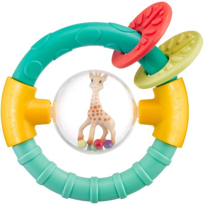 Hochet boule 2-en-1 - SOPHIE LA GIRAFE - Anneau de dentition - Billes sonores - Forme sphérique