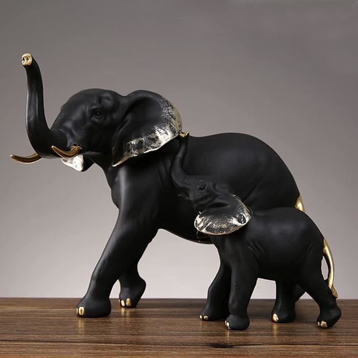 Lot De 6 Figurines éléphants Miniatures En Résine + 1 Banane – Décoration Artisanale – Intérieur & Jardin