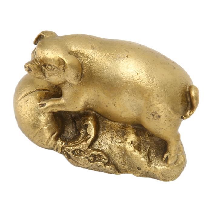 Petit Pendentif Breloque En Laiton Repoussé - Motif Cochon - Occasion Vintage