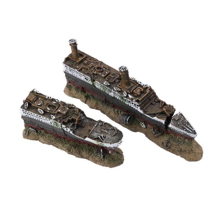 Comparer les prix de Ornement de décoration- Titanic perdu épave de bateau bateau aquarium décoration ornement épave ornements-HUA