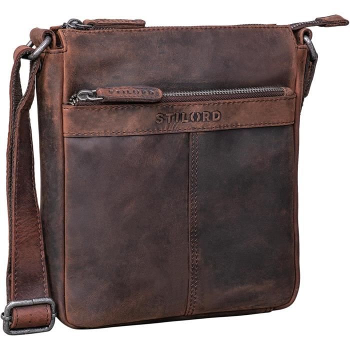 Sacoche Messenger En Cuir De Chèvre Véritable - Fait Main - Style Rétro Bandoulière - Homme - Marron