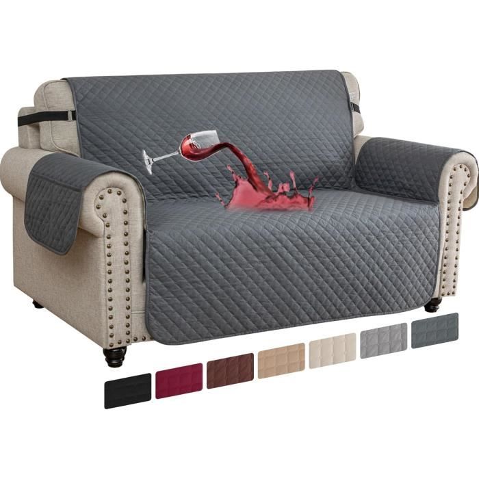 Ystyle Housse De Canapé Imperméable 2 Places Avec Accoudoirs - Protection Antidérapante Anti Poils Animaux, Gris Clair