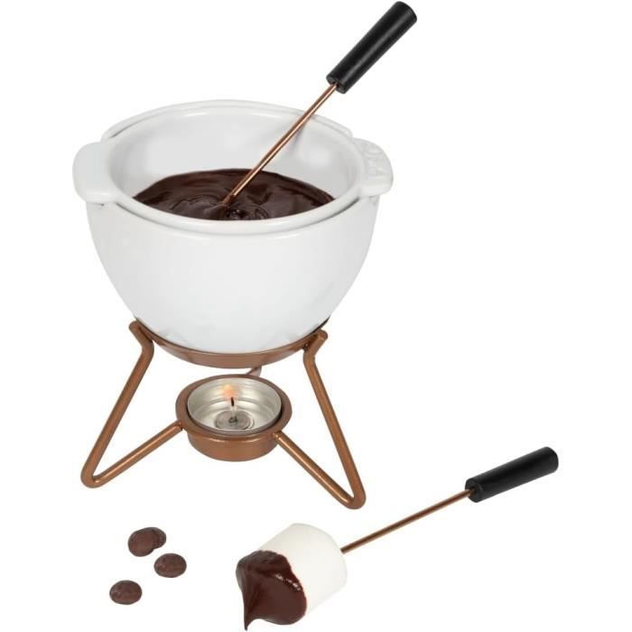 Mug Fondue Au Chocolat – Avec 4 Fourchettes Et Bougie, Parfait Pour Un Moment Gourmand à Partager
