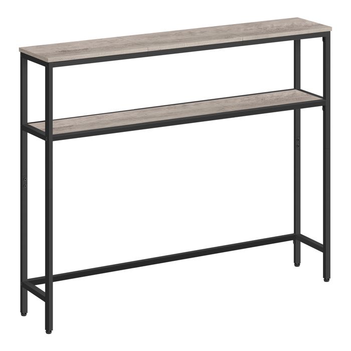 Console avec 2 Étagères 20 x 100 x 80 cm pour Salon Chambre Grège Chiné et Noir dEncre