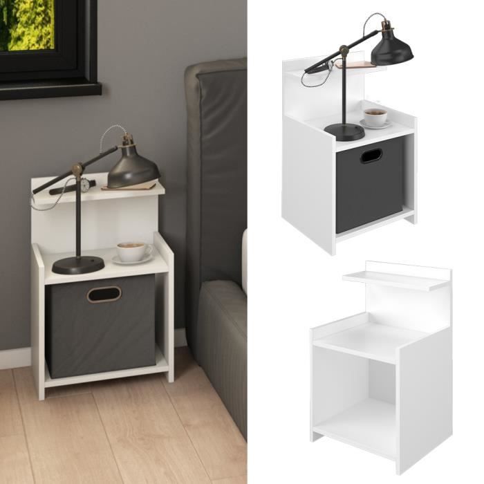 Vicco Table de nuit Alpin, table d’appoint, table de chevet, blanc